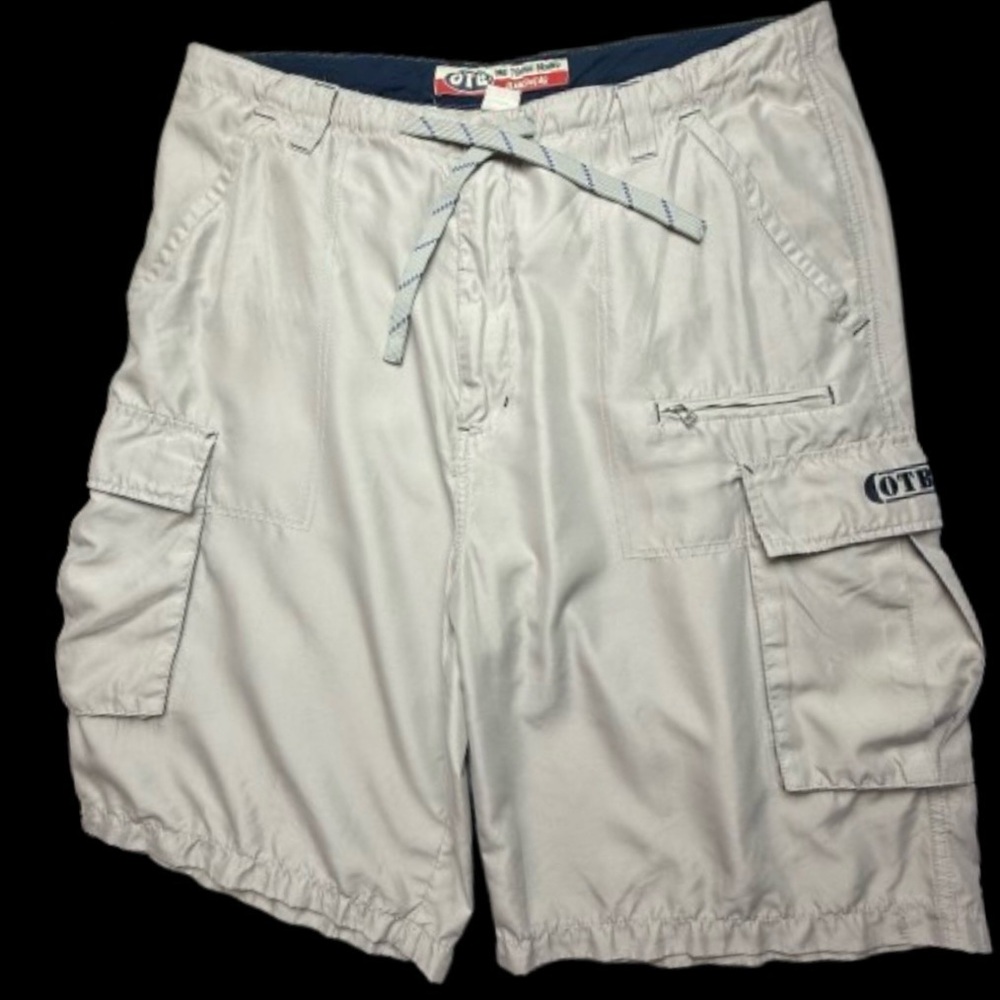One Tough Brand OTB Cargo Shorts Men’s 38 Beige Khaki Y2K Lightweight😍